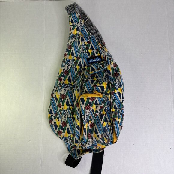Kavu Rope Sling Multicolor Geometric Crossbody Shoulder Backpack 4 Sections‎ - Picture 1 of 8